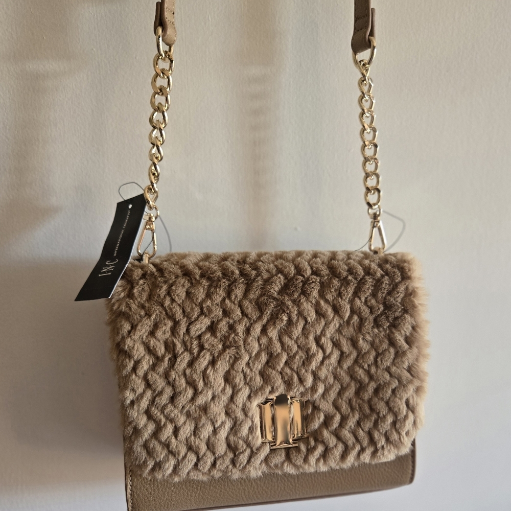 INC Fur/Leather crossbody NWT